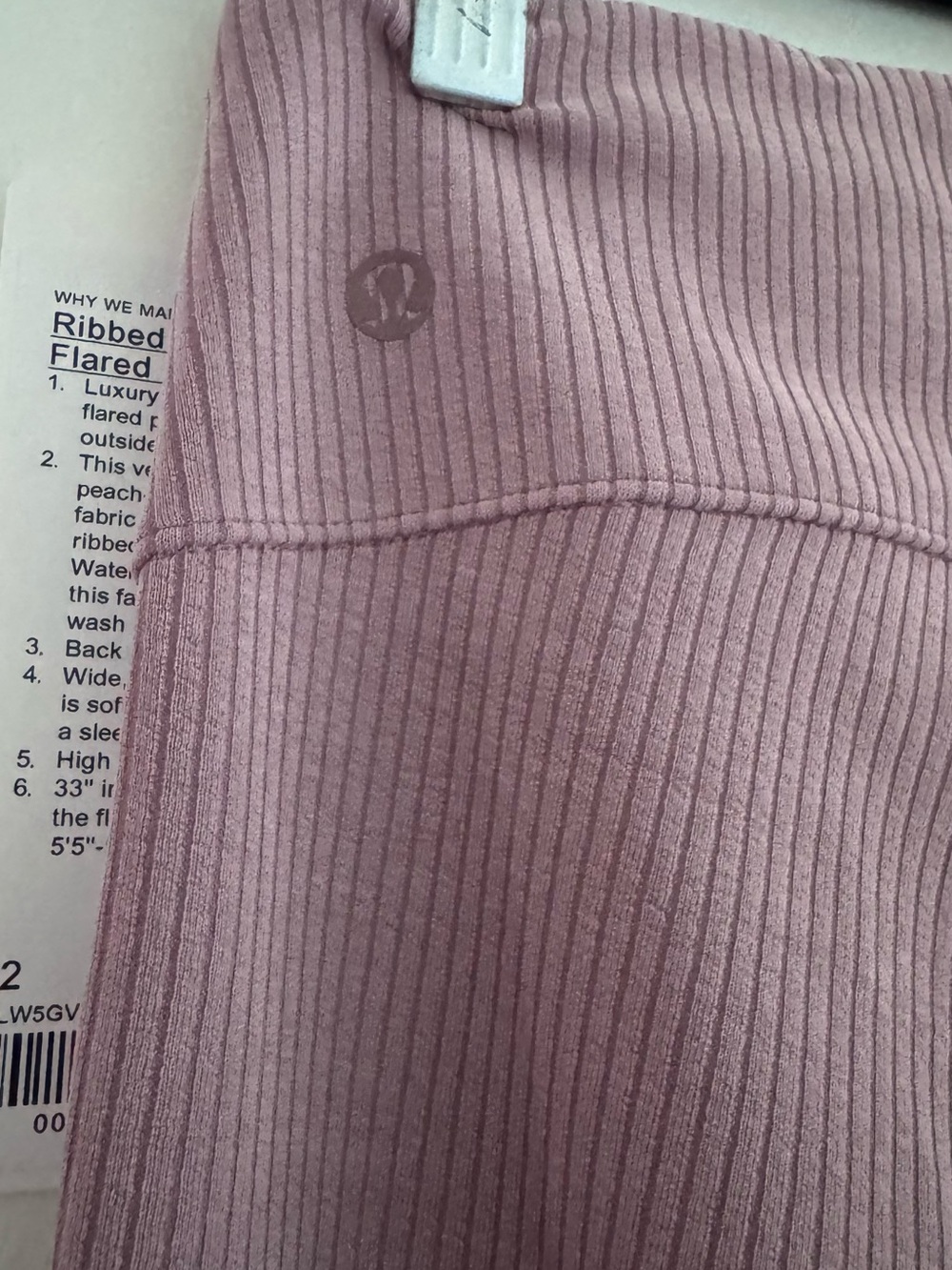 NWT Lululemon Ribbed Flare Pants Pink Mauve High Rise Yoga Lounge Women’s Size 2 - Picture 5 of 10